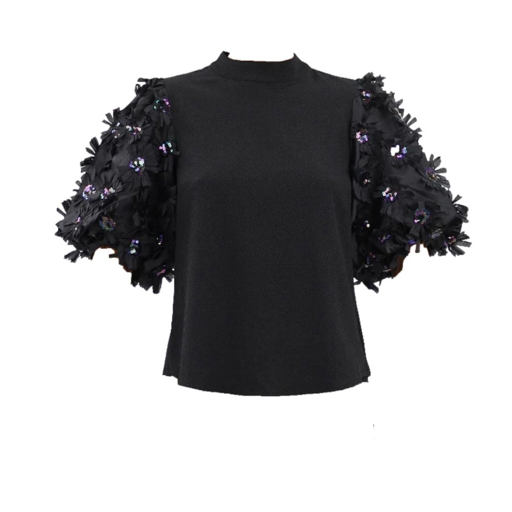 Harlow Flower + Sequin Sleeve Top | NWT​​​